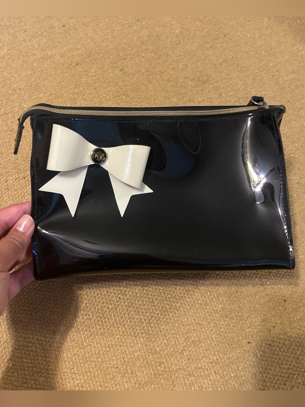 Ted Baker Patent Black Bow Pouch